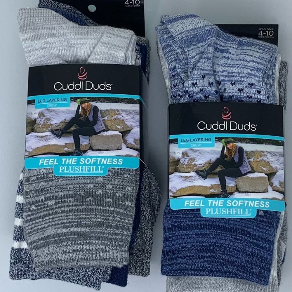 NWT Cuddl Duds Women’s Gray 6-pack and Blue 6-pack Socks